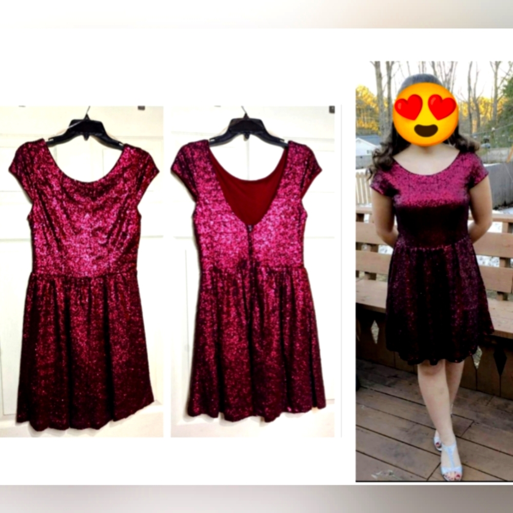 Gorgeous Cranberry Sequined Dress